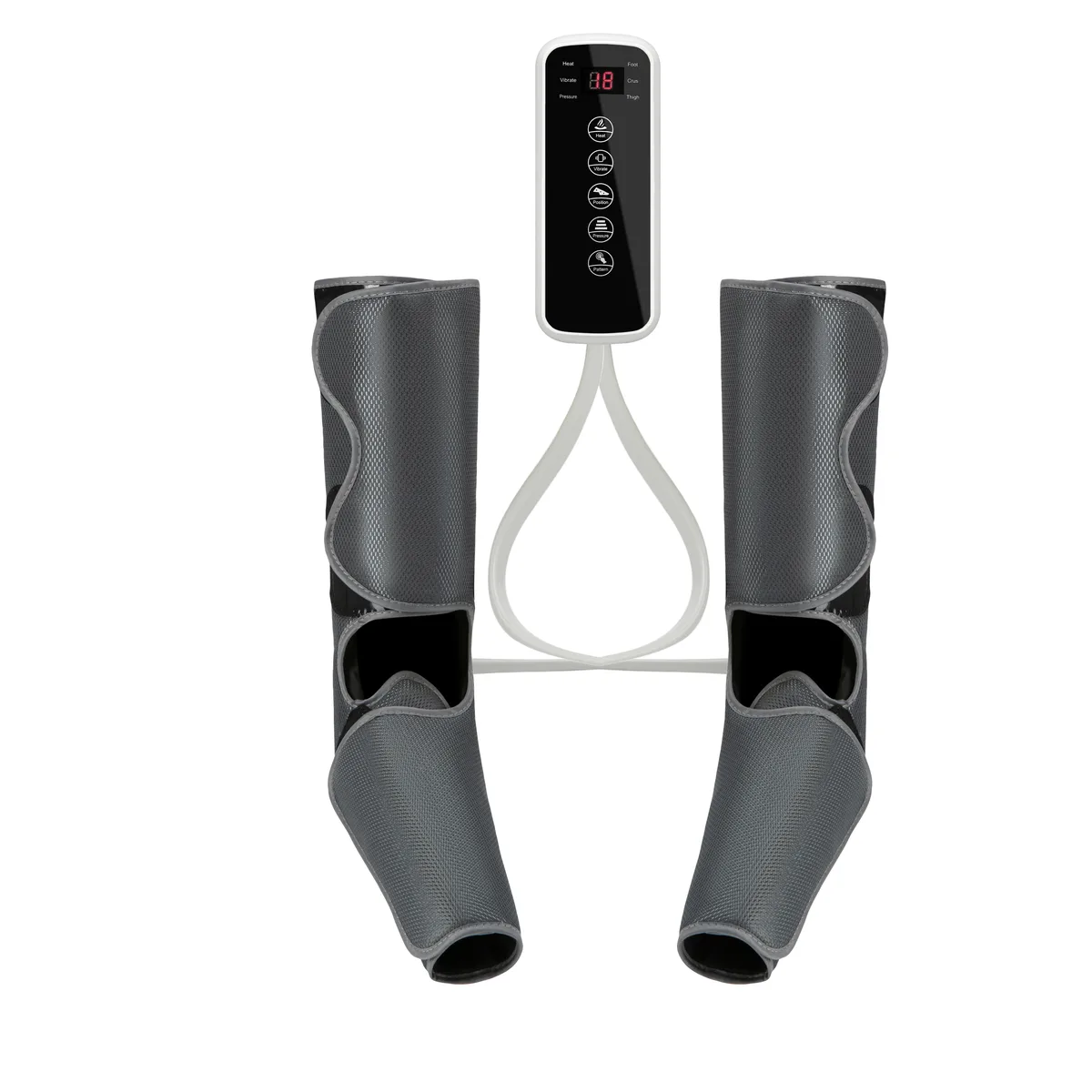Air compression leg massager 802A with paired two-section wraps and controller